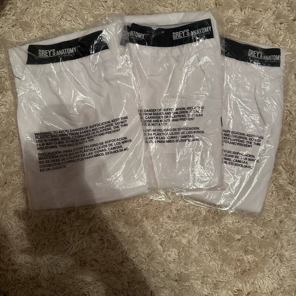 Greys anatomy scrub pants 3 sets in white NWT 3 pocket